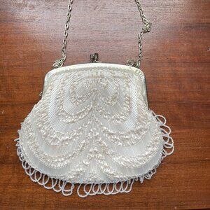 Vintage Fine Arts Bag New York Beaded Evening Bag Ivory AS IS Repair Project.